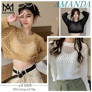 AMANDA Siêu Hot áo cardigan nữ croptop Áo Khoác Cardigan Len Mỏng Cho Nữ Phong Cách áo khoác mỏng nữ áo cardigan mỏng cardigan mỏng Áo Khoác cardigan Mỏng Áo cardigan trơn basic Dệt Ghi cardigan crop top knitted top long sleeve