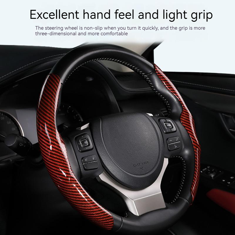 Vỏ bọc vô lăng lái xe bằng silicon sợi carbon ABS chống trượt trang trí nội thất ô tô 38cm