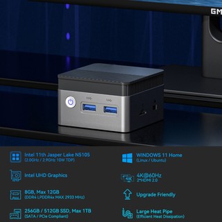 [Trong Kho] Mini PC 8 + 256G Máy tính xách tay nhỏ gọn 2.0G Tần số chính Đồ họa UHD chơi game siêu 100V đến 240V UPONE