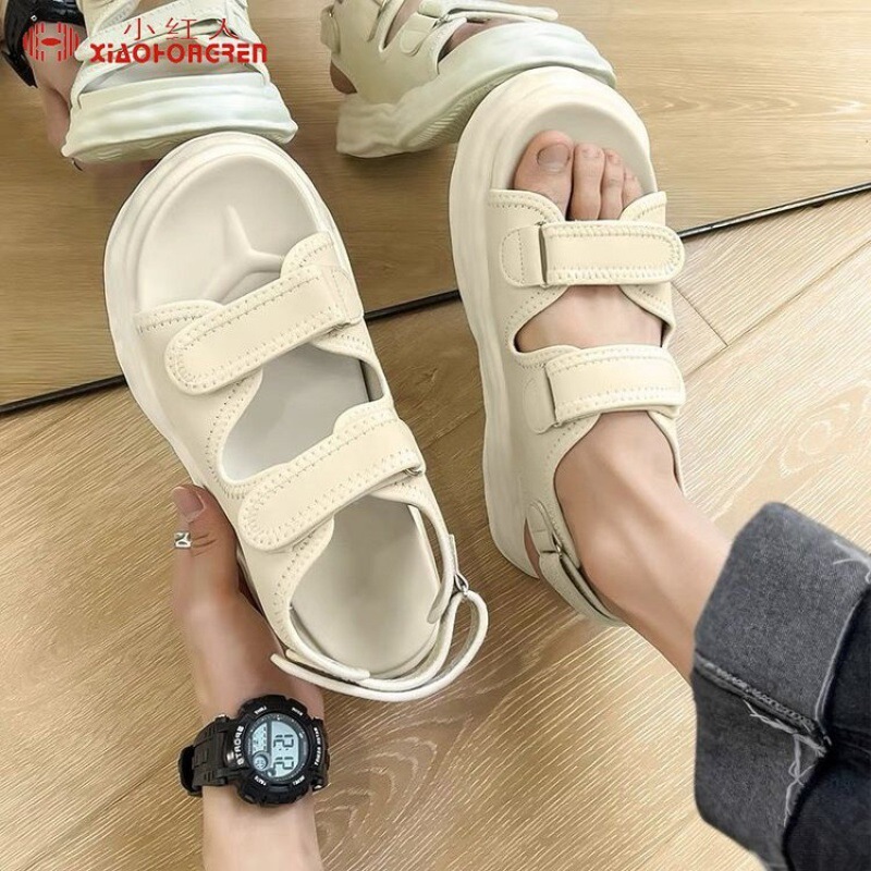 🔥có hàng sẵn🔥 giày dán nữ sandal nữ đế cao Siêu giảm giá! Sandal quai dán basic đế bánh mì cách điệu
