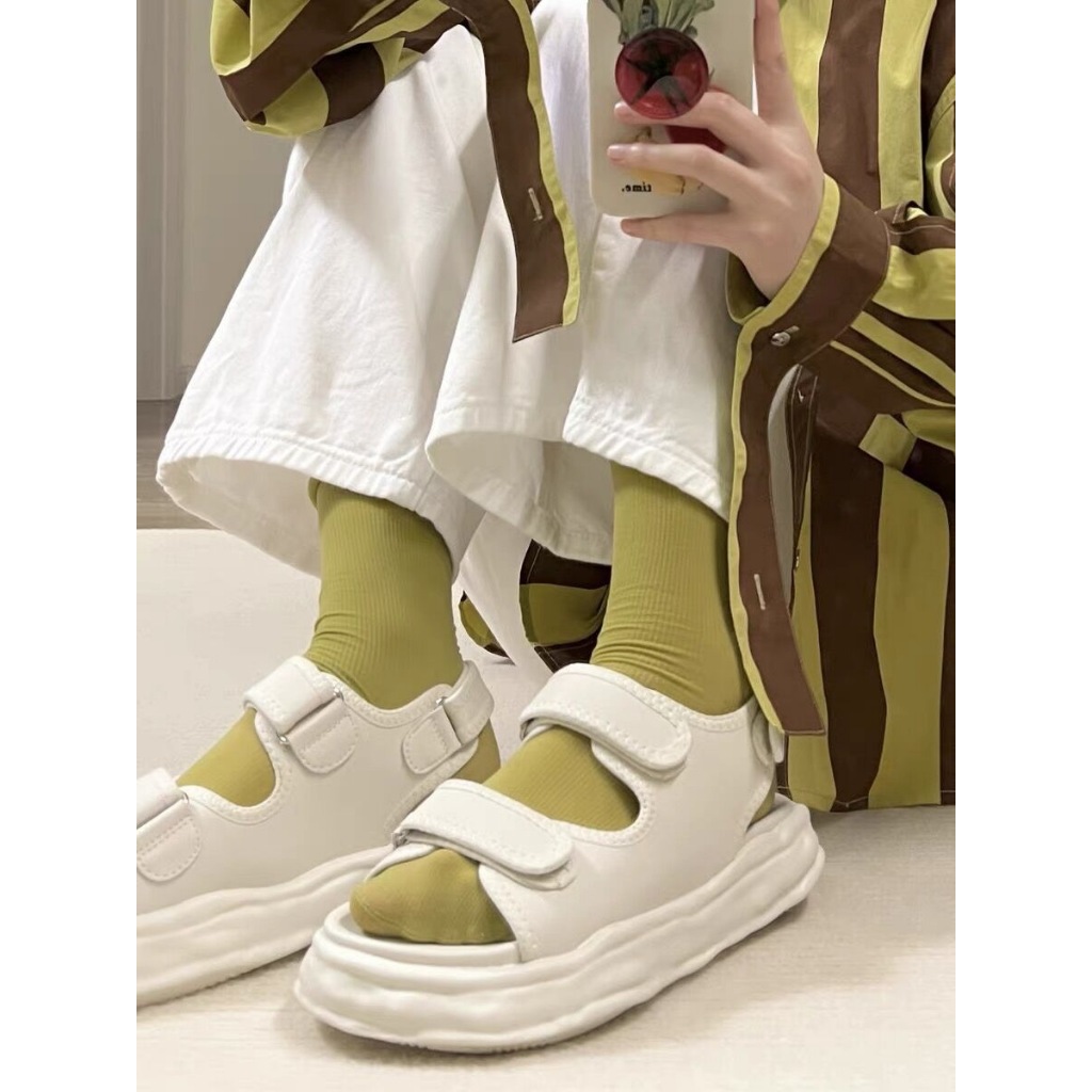 🔥có hàng sẵn🔥 giày dán nữ sandal nữ đế cao Siêu giảm giá! Sandal quai dán basic đế bánh mì cách điệu