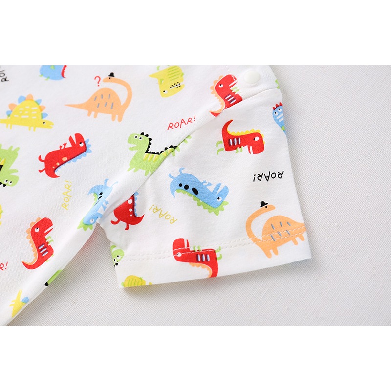 Áo liền quần LUCKYCANDY tay ngắn bằng cotton mềm nhiều màu cỡ 66 ~ 90 thời trang cho em bé