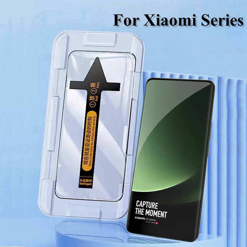 Bảo vệ màn hình trong suốt cho Xiaomi Mi 14 13 12 12S 11 10 Ultra Pro 13 Lite 12X 10S Redmi Note 13 Pro Plus Xiaomi Note 10 Pro Lite Mi Civi 3 1S Kính cường lực cài đặt dễ dàng bằng một cú nhấp chuột