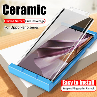  Màn Hình Cong Full Cover Gốm Cho Oppo Reno8 T 5G Reno10 Reno 12 11 10 9 8 7 6 5 4 3 5G T Pro Pro + 5G Full Keo Bảo Vệ Màn Hình Không Kính 