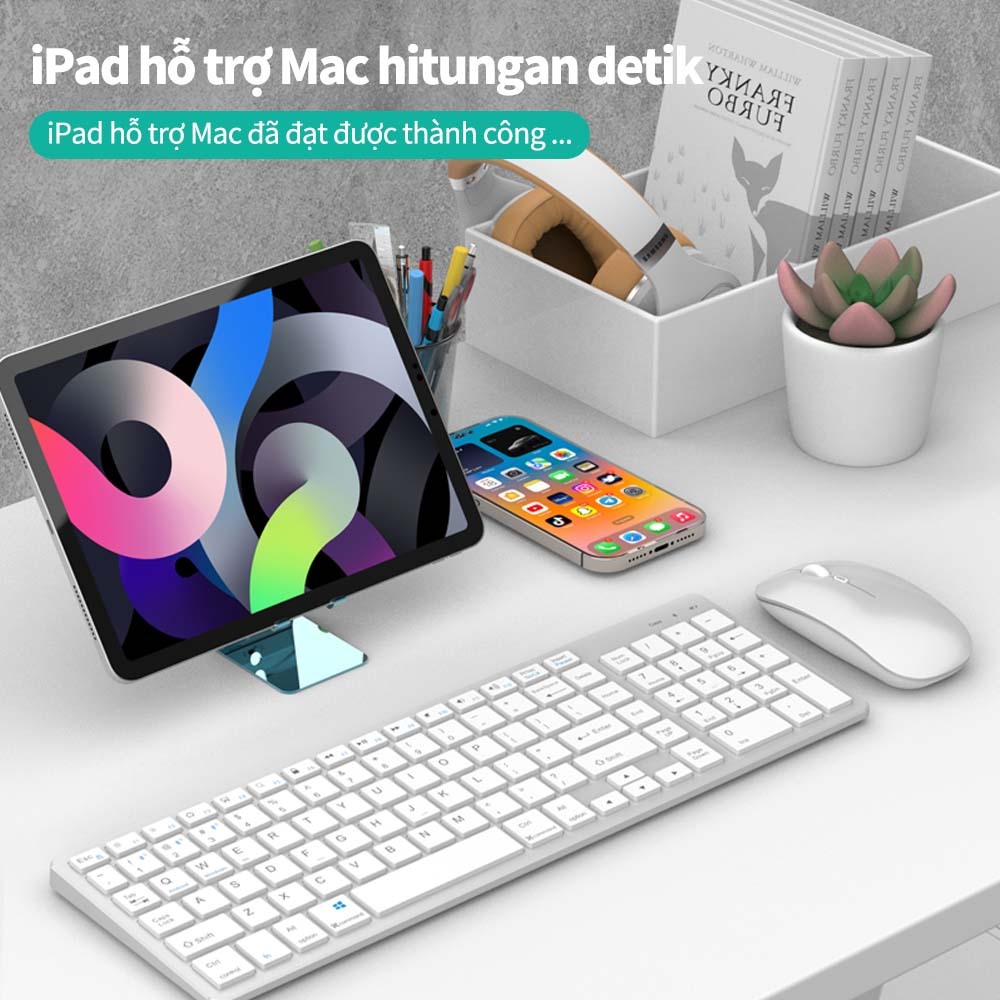 Goojodoq Bộ bàn phím  bluetooth 3 102 phím không dây thích hợp cho macbook laptop máy tính bàn