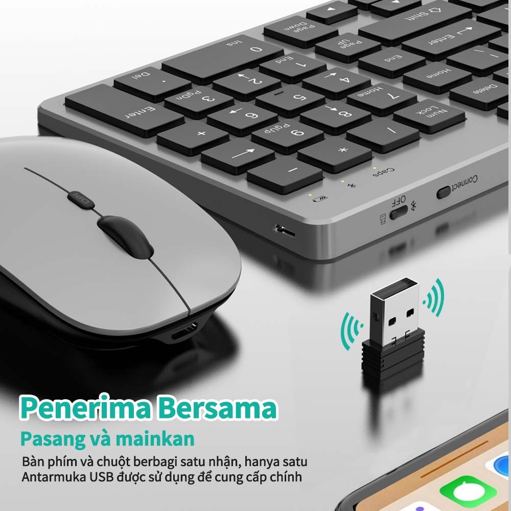 Goojodoq Bộ bàn phím  bluetooth 3 102 phím không dây thích hợp cho macbook laptop máy tính bàn