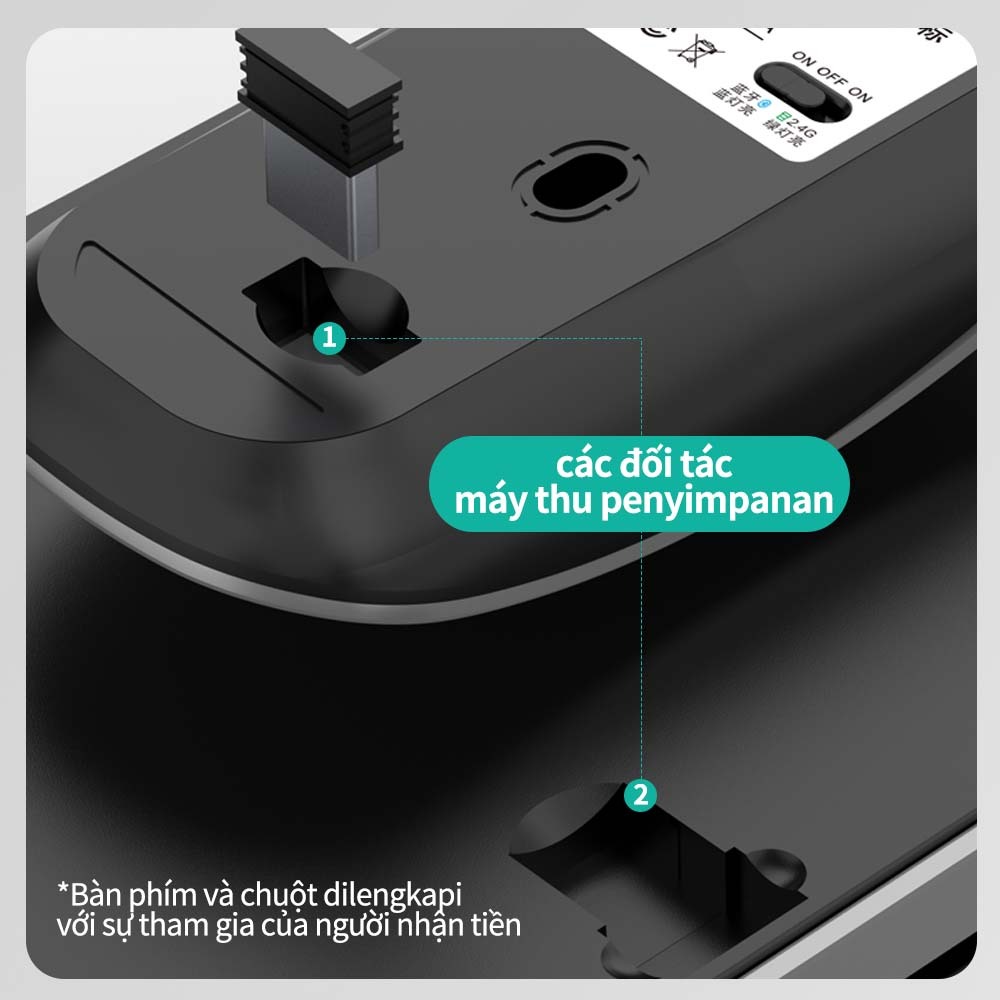 Goojodoq Bộ bàn phím  bluetooth 3 102 phím không dây thích hợp cho macbook laptop máy tính bàn