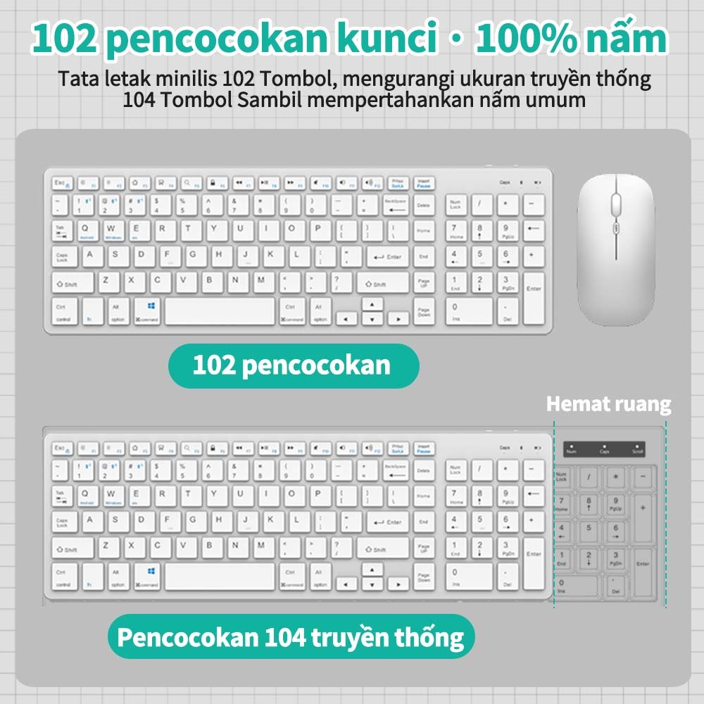 Goojodoq Bộ bàn phím  bluetooth 3 102 phím không dây thích hợp cho macbook laptop máy tính bàn