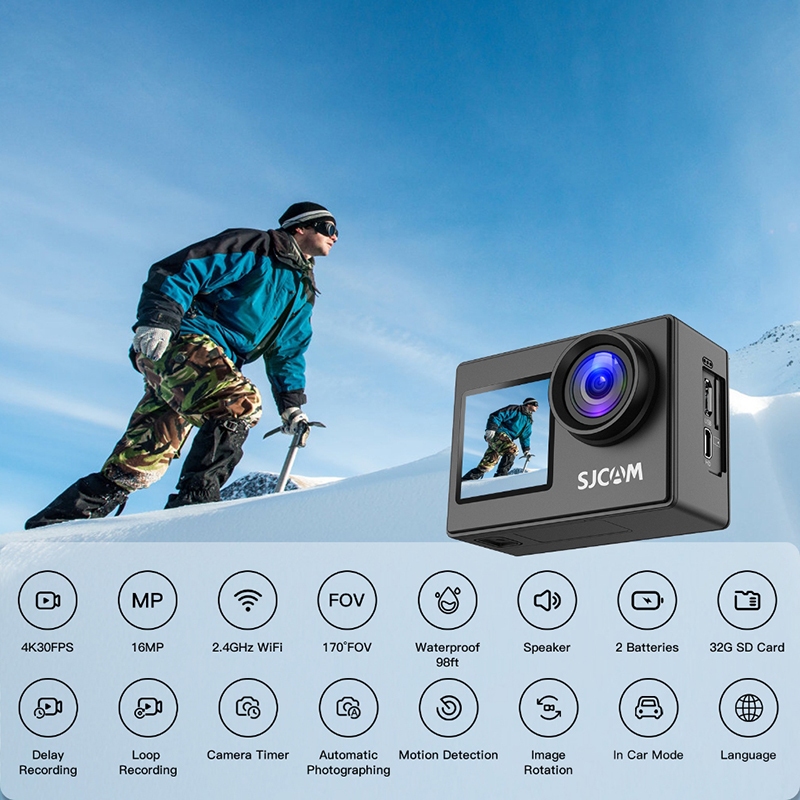 Sjcam camera hành trình sj4000 Màn hình kép sj4000 air 4k 30fps HD wifi 30M chống thấm nước