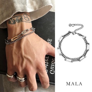 Vòng Tay MAYEBE LAVEND Dây Xích Đôi Bằng Thép Titan Phong Cách Hàn Quốc Cho