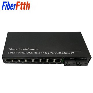 Bộ cổng chuyển đổi mạng cáp quang 10/100/1000M 8 RJ45 UTP kèm hai cổng 2 SC chất lượng