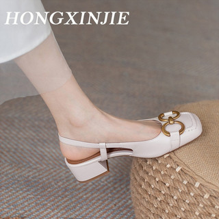 HONGXINJIE Giày Cao Gót Mũi Nhọn GIÀY SANDAL Thời Trang Mới 2023 Cho Nữ Nổi bật Độn đế Đẹp mắt Đế linh hoạt FGL23A0WGQ 43Z231026