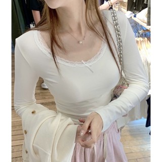 Áo nữ tay dài phối ren thời trang quyến rũ,form babytee rosa