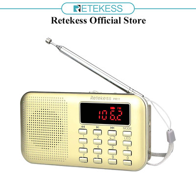Radio Kỹ Thuật Số Retekess PR11 FM AM Kèm Máy Nghe Nhạc MP3 Màu Đỏ Hoặc Vàng Kèm Màn Hình Hiển Thị
