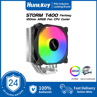 Huntkey Tower CPU Cooler Storm T400F Máy tính PC Tản nhiệt hiệu suất cao 4 Ống nhiệt bằng đồng nguyên chất Tản nhiệt CPU Làm mát không khí Quạt 120mm PWM 4PIN Hỗ trợ Intel LGA 115X / 1200 / 1700