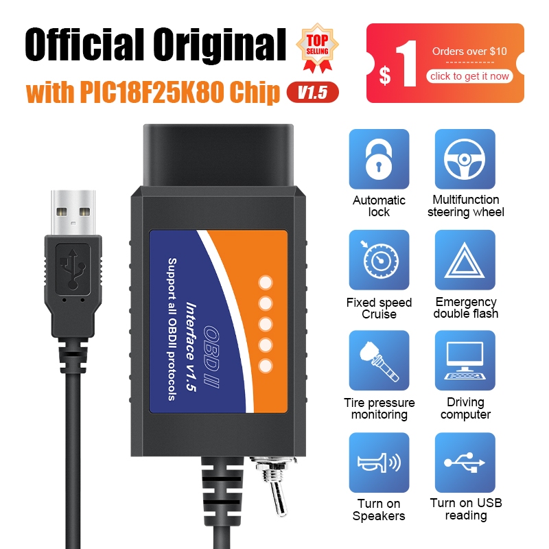 ELM327 V1.5 USB With HS/MS Can Switch FORSCAN OBD2 Scanner Adapter For Ford Coding ELMconfig , FoCCC