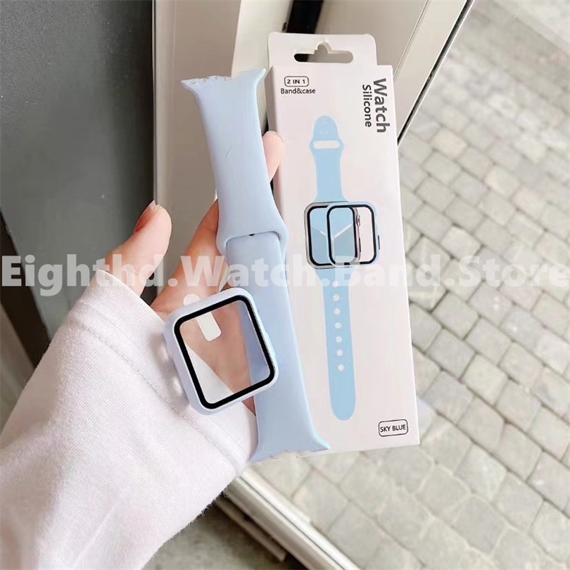 Bộ Ốp Cao Su Silicone 2 Trong 1 Cho Đồng Hồ Thông Minh Apple Series 8 7 6 Se 5 4 3 2 1 Iwatch Size 41Mm 45Mm 44Mm 40Mm 42Mm 38Mm