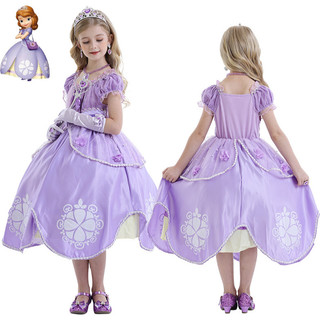 Đầm công chúa Disney tay ngắn kèm phụ kiện trang trí tiệc sinh nhật dành cho bé gái