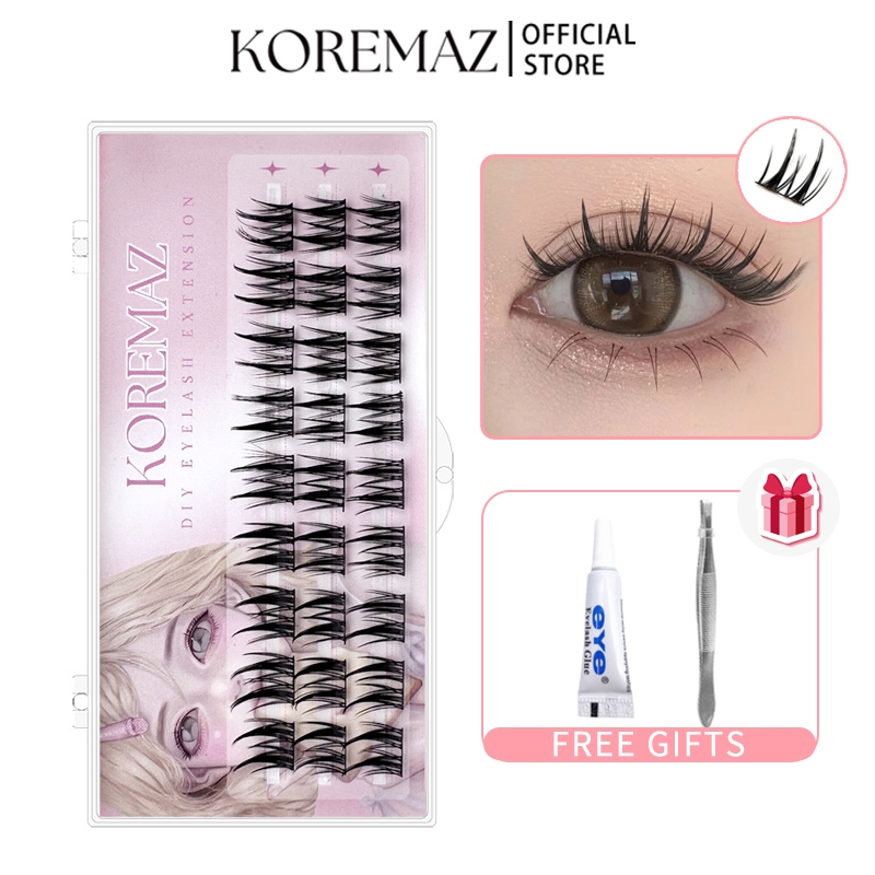 koremaz Mới diy Cụm 10-12 Mix Lông Mi Dài Trung Bình Trang Điểm Có Thể Tái Sử Dụng