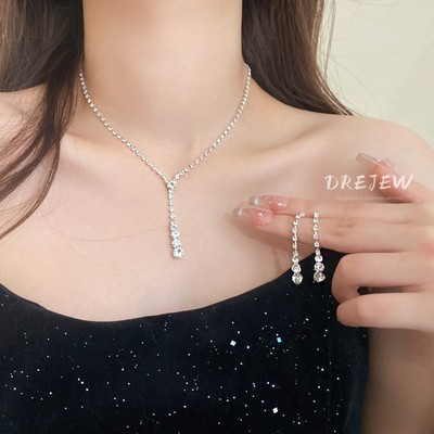 DREJEW Vòng cổ Dạng Chuỗi Hình Học Không Đều Cao Cấp Đính Kim Cương Không Đối Xứng Phối Tua Rua Nhẹ Nhàng Đa Dạng Sang Trọng Cho Nữ