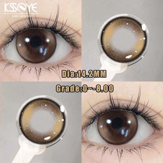 Kính áp tròng mắt búp bê KSSEYE 2 CÁI Kính áp tròng cận thị Nâu 6 tháng sử dụng Kính áp tròng màu 14.2MM Lớp trang điểm mắt nữ cho sinh viên
