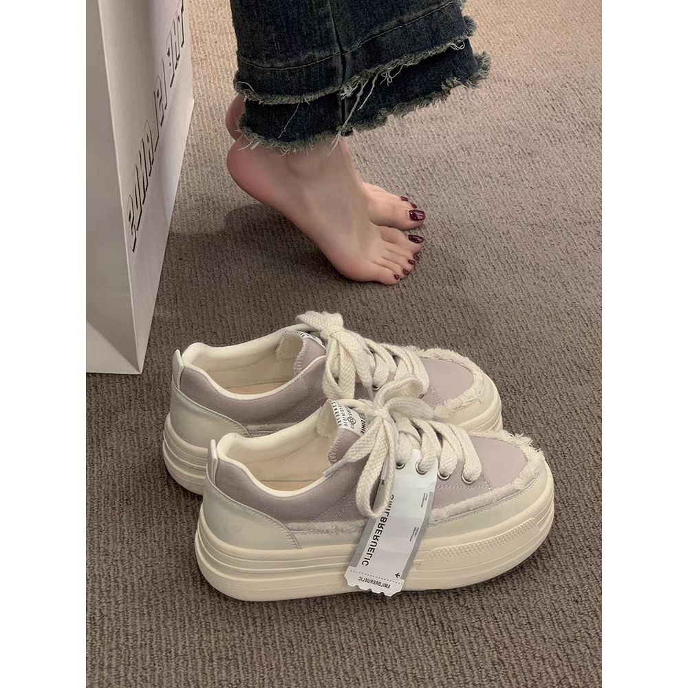 YAOLI Giày thể thao màu trắng thoải mái phong cách Hàn Quốc thời trang cho nữ