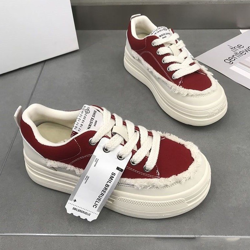 YAOLI Giày thể thao màu trắng thoải mái phong cách Hàn Quốc thời trang cho nữ