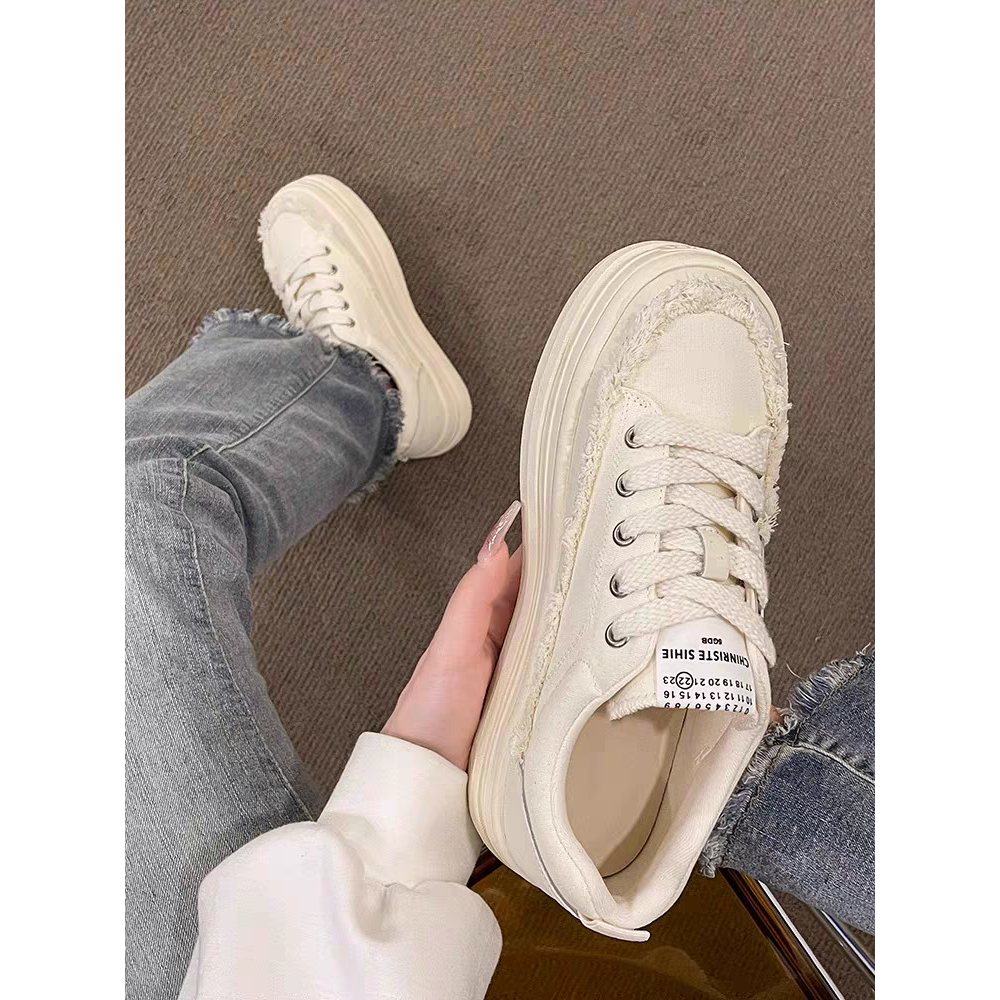 YAOLI Giày thể thao màu trắng thoải mái phong cách Hàn Quốc thời trang cho nữ