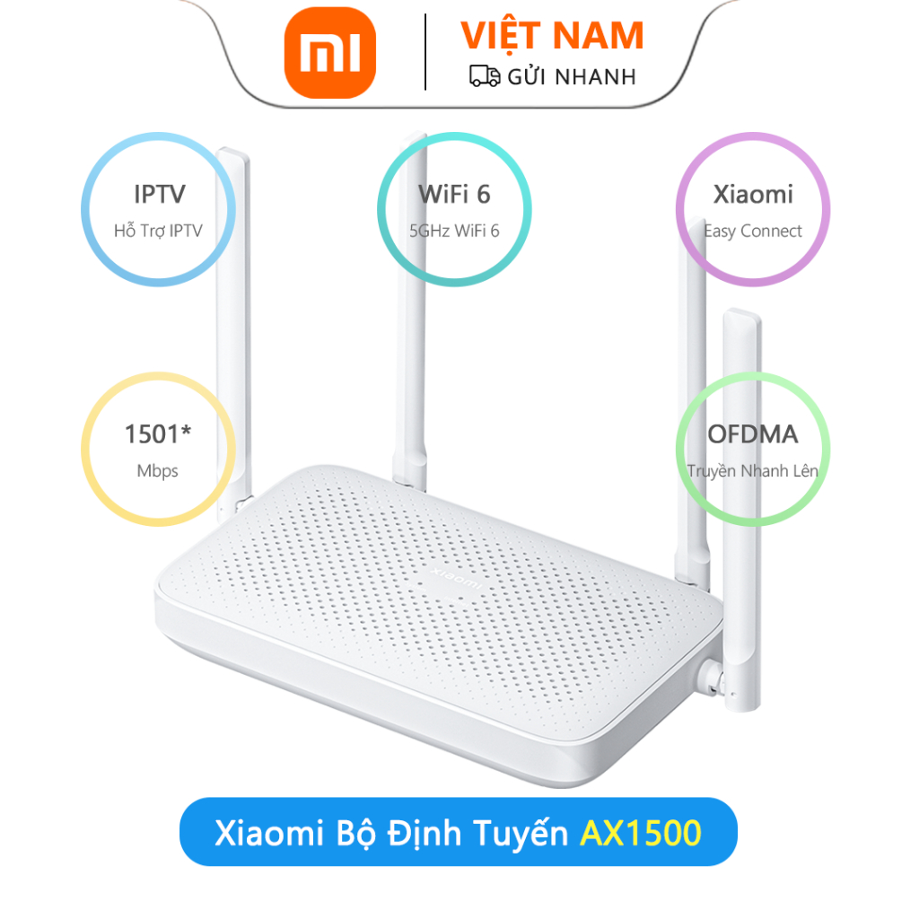 Bộ Định Tuyến WiFi Xiaomi Youpin AX1500 Mạng Tốc Độ Cao 5G WiFi6 Gigabit Hỗ Trợ IPTV