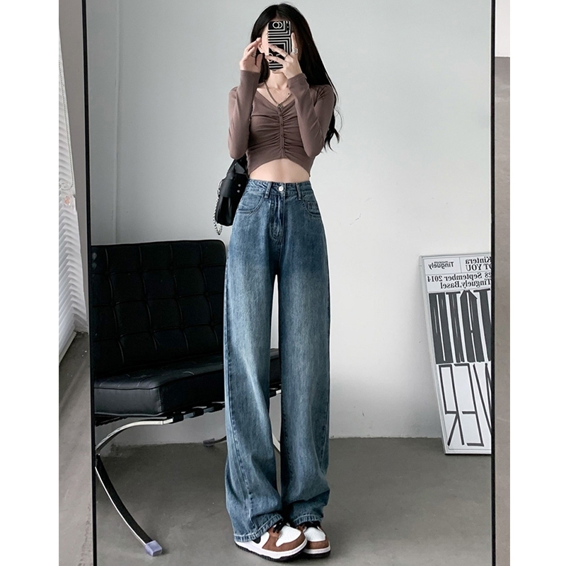 MTMM quần bò nữ trơn quần bò nữ cạp cao thắt có bigsize