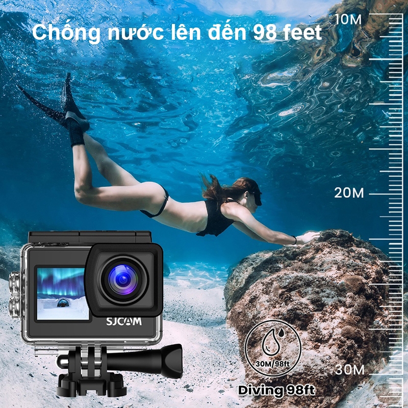 Sjcam camera hành trình sj4000 Màn hình kép sj4000 air 4k 30fps HD wifi 30M chống thấm nước