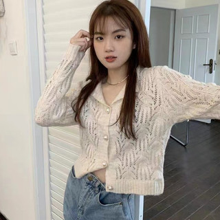 Áo Khoác Cardigan Dệt Kim Tay Dài Dáng Rộng Ngắn Thời Trang Xuân Thu Phong Cách Mới Dành Cho Nữ