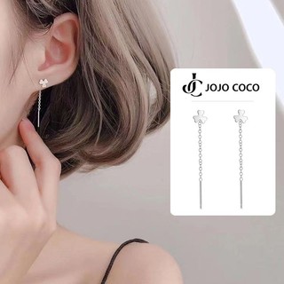 JOJO COCO Bông Tai Dài Hình Cỏ Ba Lá Phong Cách Hàn Quốc Cho Nữ