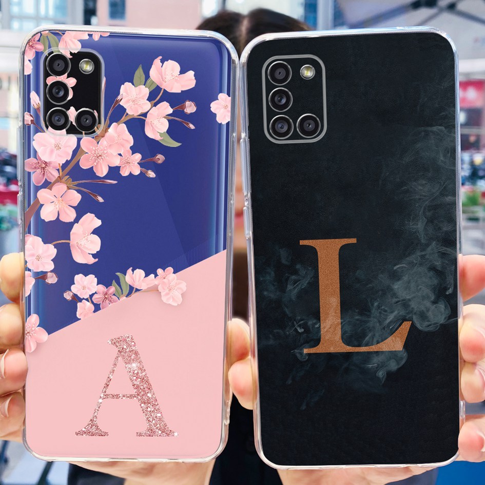 Ốp Điện Thoại Silicone Mềm Trong Suốt In Chữ Và Hoa Cho Samsung Galaxy A31 SM-A315F Samsung A31