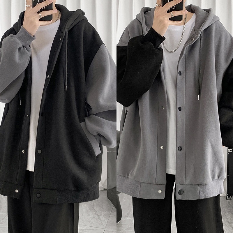 Áo khoác Hoodie unisex - Hai Hàng Cúc - Áo hoodie có mũ trùm đầu 2 lớp dày dặn phong cách Hàn Quốc