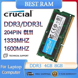 Crucial bộ nhớ ram 4gb 8gb ddr3 ddr3l ram 1333mhz 1600mhz pc3 12800s pc3l notebook ram