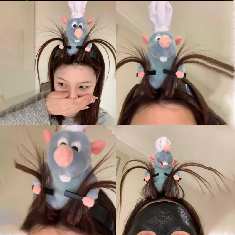 Xiao Junya 'S Same Ratatouille Kẹp tóc hỗ trợ rửa mặt Hình Búp Bê Ratatouille Nhồi Bông Dễ Thương Làm Quà Tặng Cho Bạn Thân