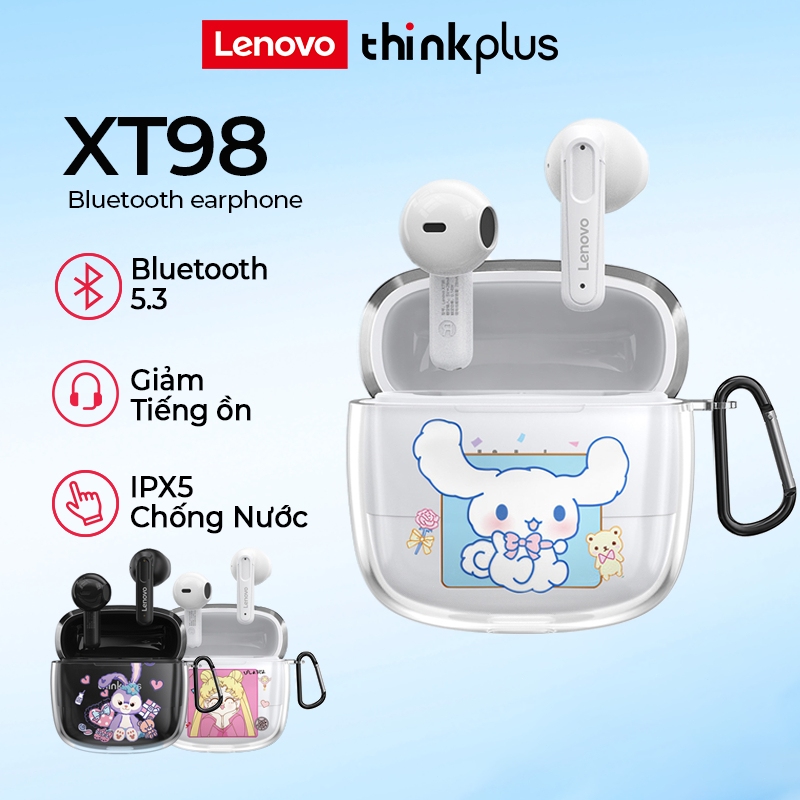 [Vỏ bảo vệ chất lượng cao] Tai Nghe Bluetooth Lenovo XT98 Mini Bluetooth 5.3 Tai Nghe Không Dây Có Micro Đi kèm hộp bảo vệ tai nghe hình chú Cinnamoroll dễ thương, Thủy thủ mặt trăng hộp bảo vệ trong suốt, thích hợp cho tai nghe bé gái