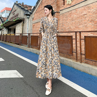Hàng Mới Về Đầm Hoa Xẻ Tà Dáng Ôm Tay Dài Phong Cách Bohemian Âu Mỹ Hàng Mới Về Size M-2xl