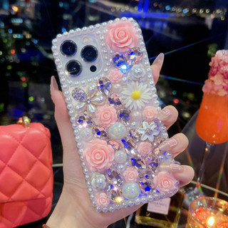 Ốp lưng For Samsung S24 Ultra S24 Plus S23 Fe S23 Ultra S23 Plus S21 Plus S22 Ultra S22 Plus S21 Ultra S20 Ultra S21 Fe S20 Fe S20 Plus A70 A71 A72 A32 A31 A30 A20 A51 diamond color Rose flower Advanced sense phone case