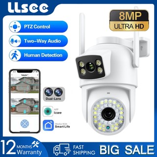 LLSEE 4K 8MP WIFI kết nối điện thoại di động không dây ngoài trời CCTV 360 độ IP Security Camera không thấm nước PTZ Monitor Night Vision Motion Detection Two Way Audio Call