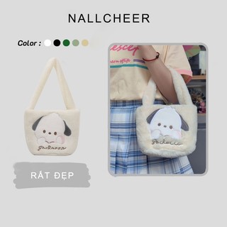 NALLCHEER Túi Xách Đeo Vai Phối Lông Kiểu Hoạt Hình Nhật Bản Dễ Thương Cho Bé Gái