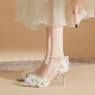 Giày cao gót đính pha lê thời trang mới cho nữ