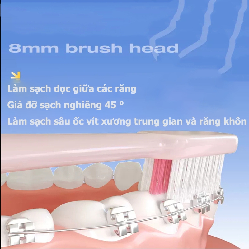 Airkiss Set 2 Bàn chải đánh răng chỉnh nha + bàn chải kẽ răng cụm đơn, thích hợp cho niềng răng
