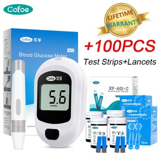 Bộ Dụng Cụ Kiểm Tra Đường Huyết Kèm 100 Que Đo Nhiệt Độ Glucometer Và Lancets
