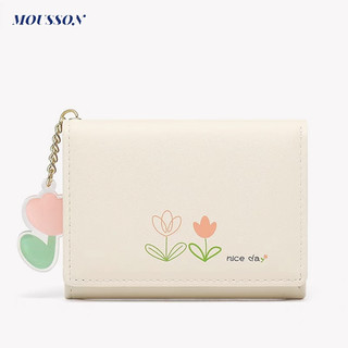 MOUSSON      Ví nữ Họa tiết hoa tulip hoạt hình Ví gấp ba lần đa năng thời trang đơn giản