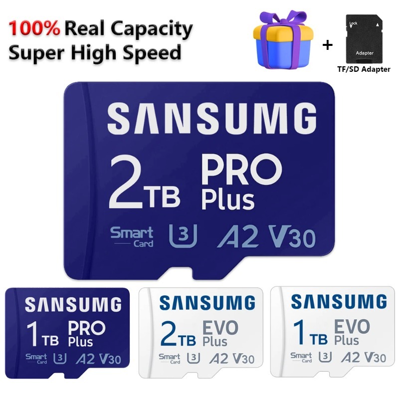 Thẻ Nhớ Micro TF 100% 2TB 1TB TF SD Tốc Độ Cao Cho Điện Thoại / Máy Ảnh