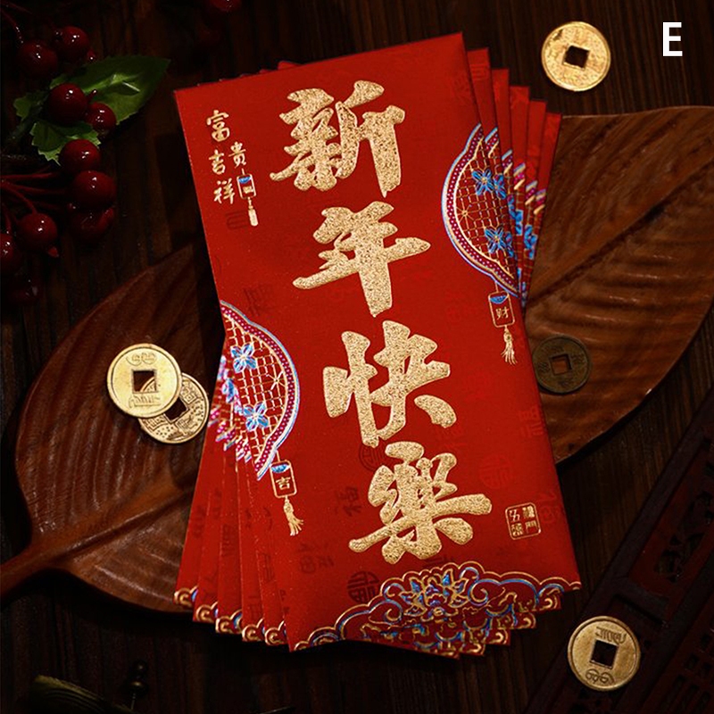 Set 6 Bao Lì Xì Đỏ Đóng Dấu Đóng Dấu Năm Mới Hình Rồng