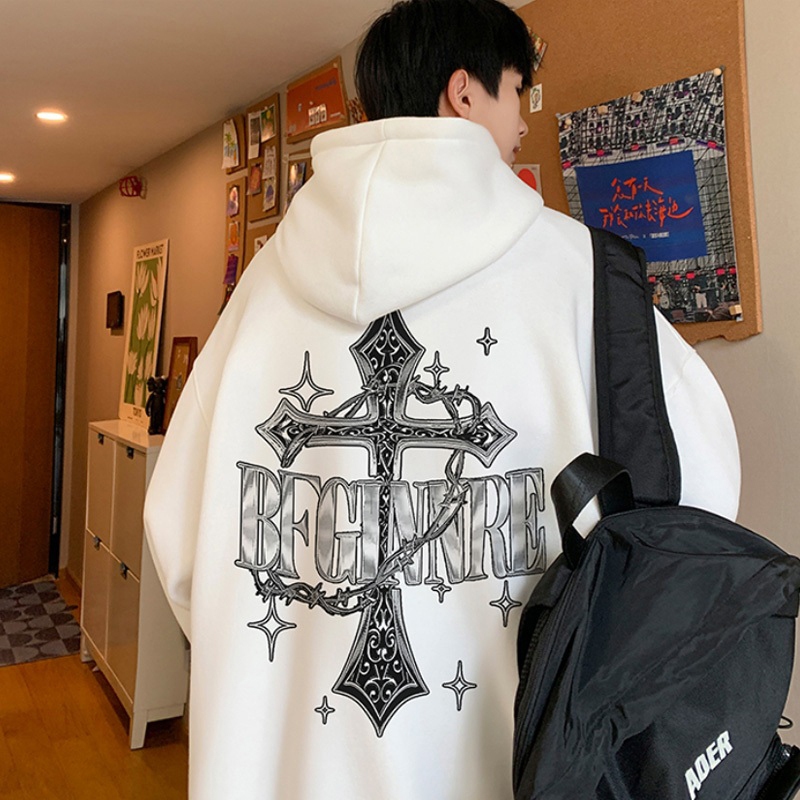 Áo hoodie Tay Dài In Họa Tiết Hoạt Hình Phong Cách hip hop Đường Phố Hàn Quốc Thời Trang Thu Đông Cho Nam