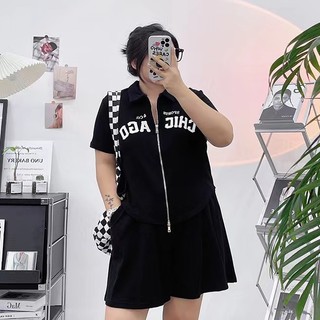 Set áo thun tay ngắn + quần short thể thao dáng rộng cho nữ